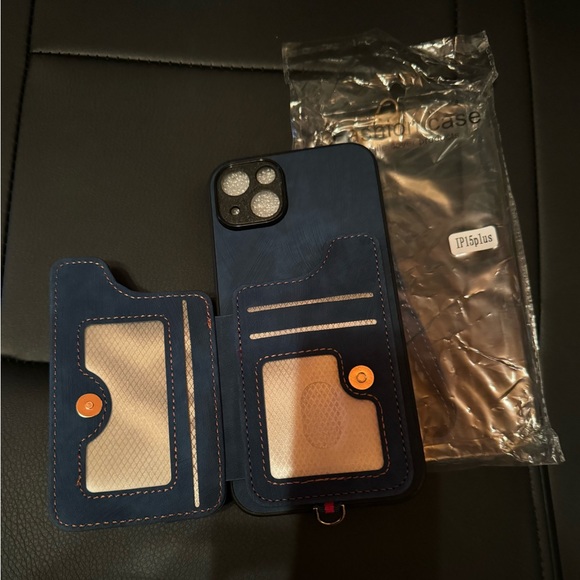 New in Package iPhone 15 Pro Plus Leather Wallet Case With Holder Ring - Picture 3 of 3